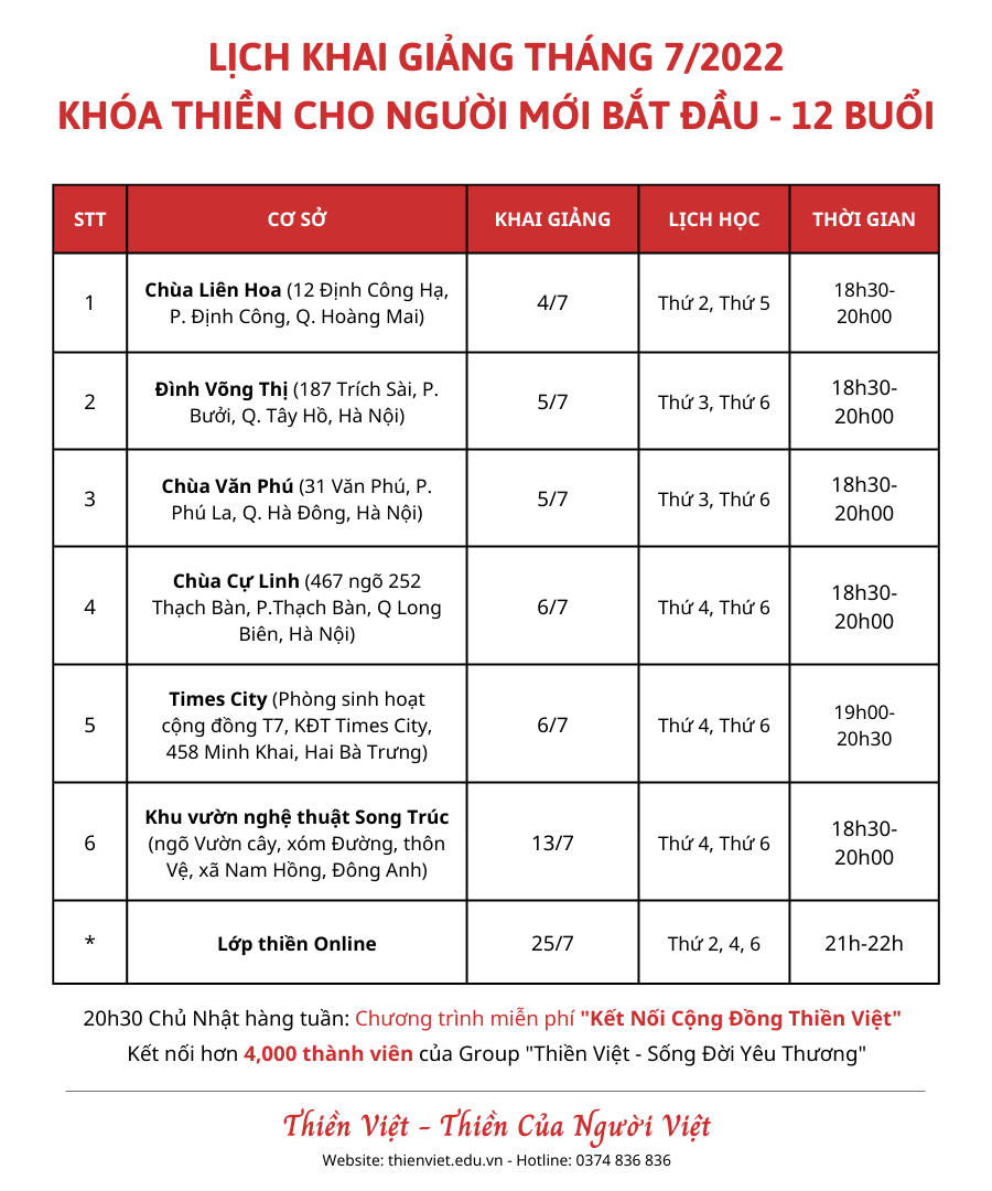 "Tâm An" Tháng 7 - 12 Ngày Sống Thiền Cùng Thiền Việt